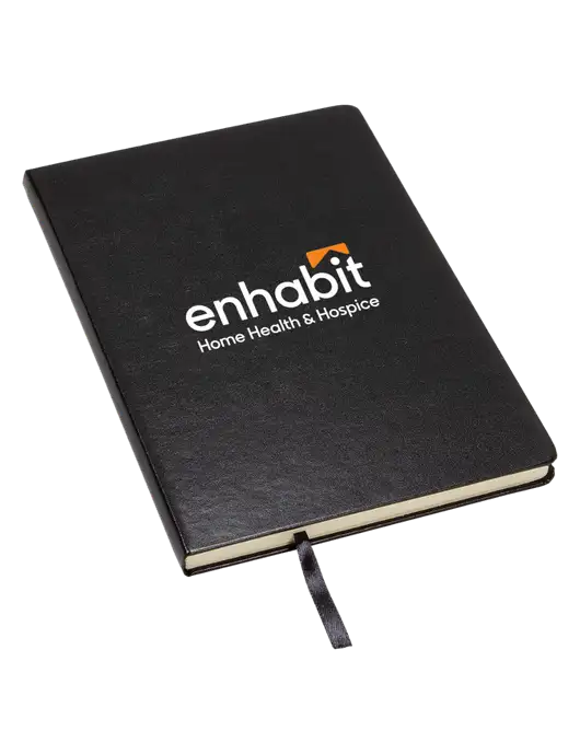 Enhabit Achieve Black Hardcover Journal, 5.5 x 8.37 w/Enhabit Logo