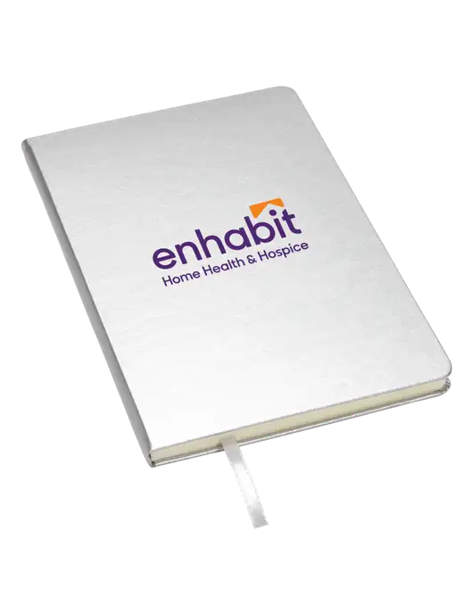 Enhabit Achieve Silver Hardcover Journal, 5.5 x 8.37 w/Enhabit Logo