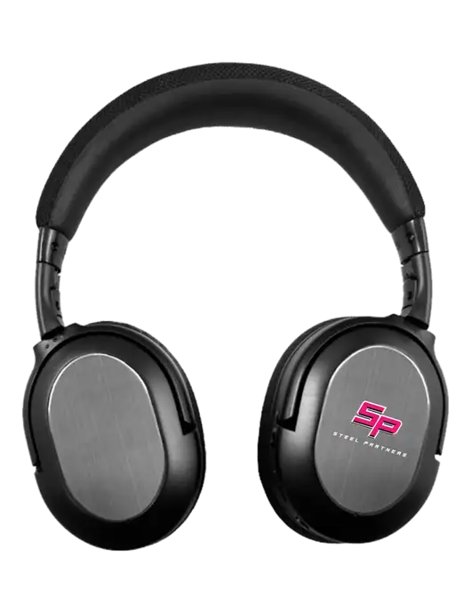 Steel Partners Ekosphear ANC Black Headphones  w/Steel Partners Logo