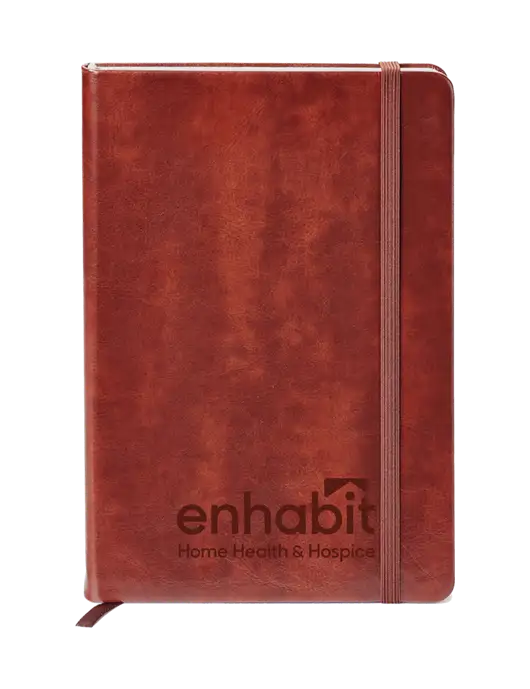 Enhabit Fabrizio Brown Hard Cover 5.75 x 8.3 Journal w/Enhabit Logo