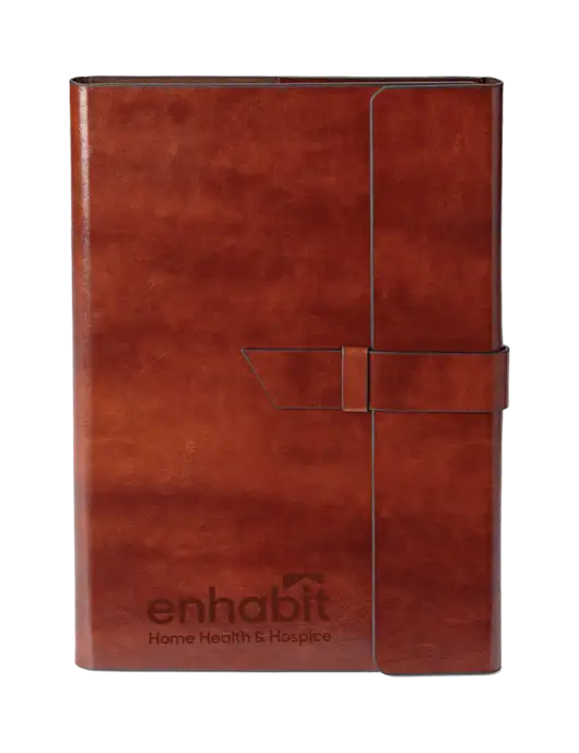 Enhabit Fabrizio Brown Refillable 6.875 x 9.56 Portfolio w/Enhabit Logo