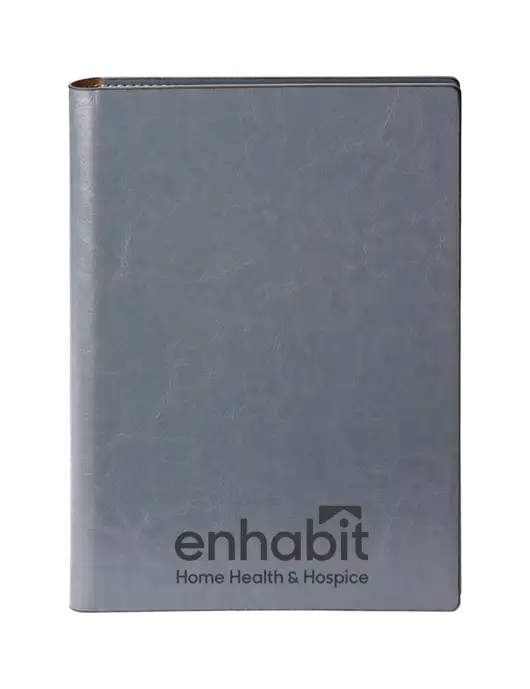 Enhabit Fabrizio Grey 7 x 9.625 Padfolio & Refillable Notepad w/Enhabit Logo