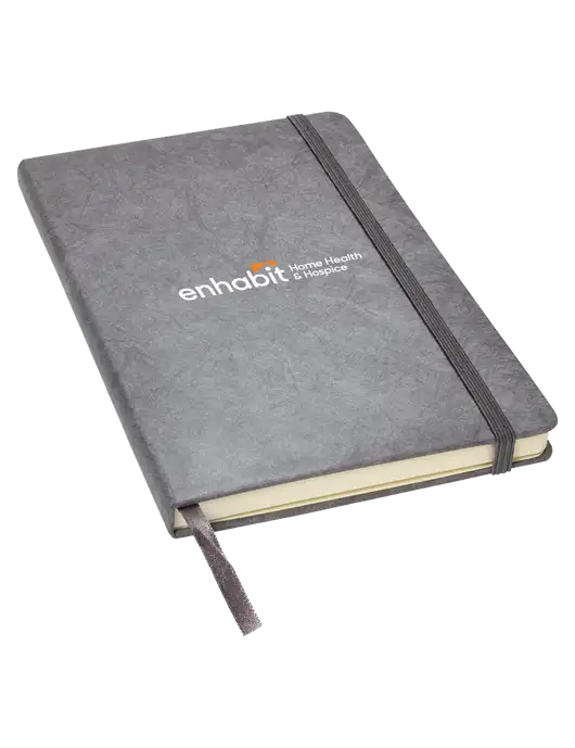 Enhabit Granite Dark Grey Hardcover Journal, 5.62 X  8.37 w/Enhabit Logo