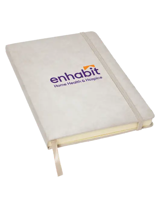 Enhabit Granite Light Grey Hardcover Journal, 5.62 X  8.37 w/Enhabit Logo