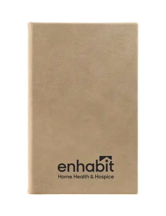 Enhabit Sand Leatherette 5.25 x 8.25 Journal w/Enhabit Logo