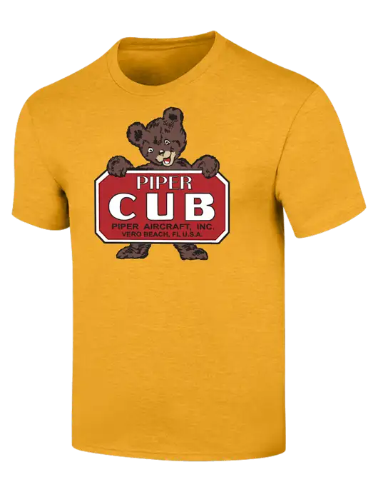 Piper Simply Soft Yellow Gold Heather 4.5oz Poly/Combed Ring Spun Cotton T-Shirt
 w/Piper Cub Logo