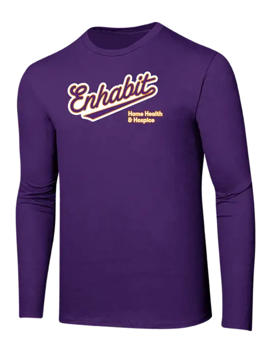 Enhabit Ring Spun Purple 4.5 oz Long Sleeve T-Shirt w/Enhabit Baseball Logo