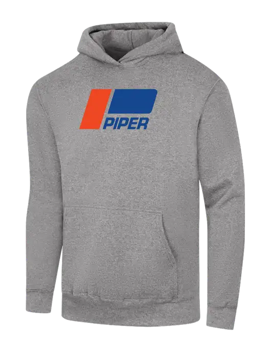 Piper Light Grey Heather 7.8 oz Ring Spun Hooded Sweatshirt w/Piper Classic Logo