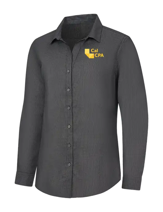 CalCPA Charcoal Womens Pincheck Easy Care Shirt w/CalCPA Logo