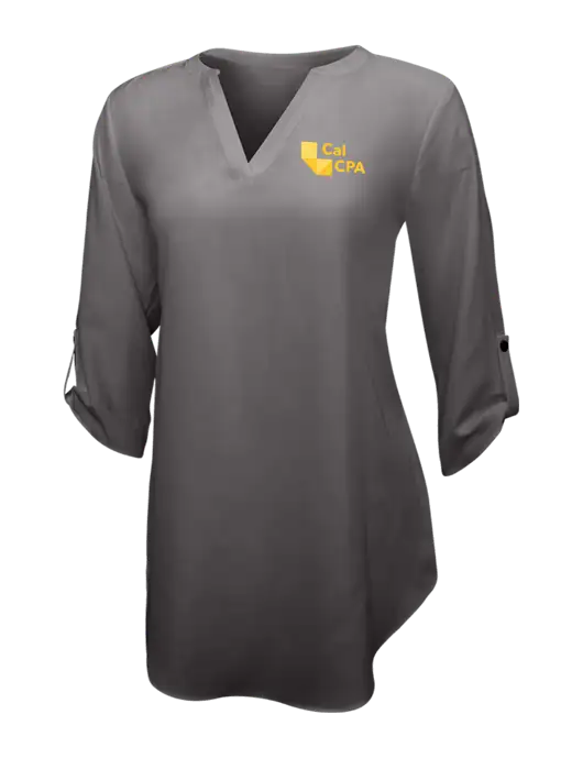 CalCPA Dark Grey Womens 3/4 Sleeve Tunic Blouse w/CalCPA Logo