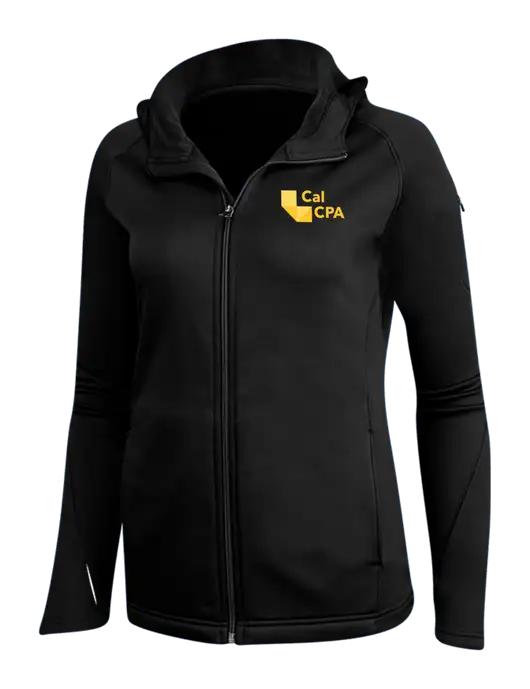 CalCPA Womens Black Tech Fleece Full-Zip Hooded Jacket w/CalCPA Logo