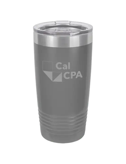 CalCPA Polar Camel 20 oz Powder Coated Grey Vacuum Insulated Tumbler w/CalCPA Logo