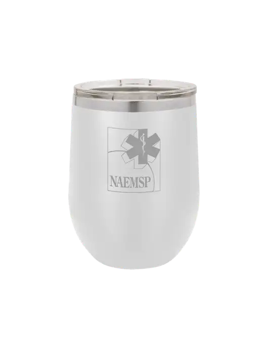 NAEMSP Polar Camel 12 oz Powder Coated White Vacuum Insulated Stemless Wine Tumbler w/NAEMSP Logo
