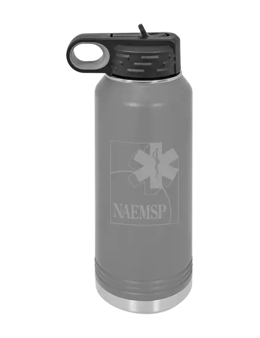 NAEMSP Polar Camel 32 oz Powder Coated Grey Vacuum Insulated Water Bottle w/NAEMSP Logo