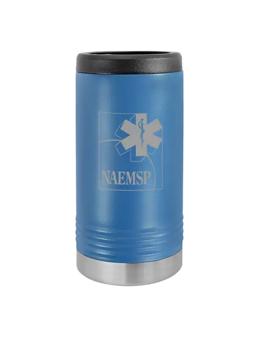 NAEMSP Polar Camel Powder Coated Royal Blue Vacuum Insulated Slim Beverage Holder w/NAEMSP Logo