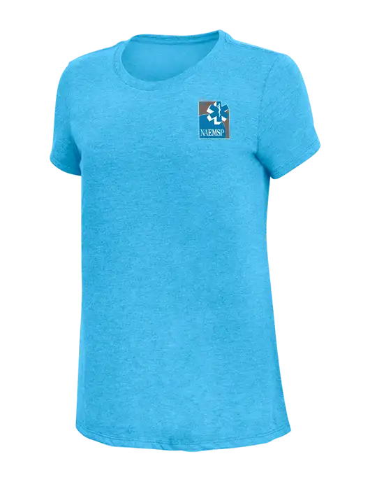 NAEMSP Womens Simply Soft Turquoise Frost 4.5oz  Poly/Combed Ring Spun Cotton T-Shirt w/NAEMSP Logo