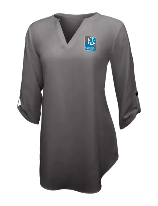 NAEMSP Dark Grey Womens 3/4 Sleeve Tunic Blouse w/NAEMSP Logo
