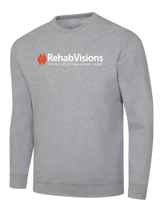 RehabVisions Light Grey Heather 7.8 oz Ring Spun Crew Sweatshirt w/RehabVisions Logo