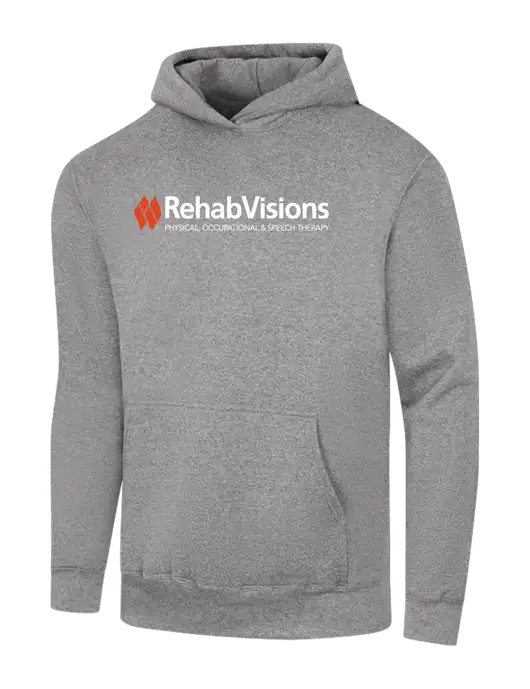RehabVisions Light Grey Heather 7.8 oz Ring Spun Hooded Sweatshirt w/RehabVisions Logo