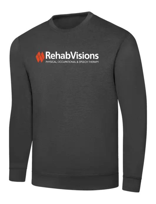 RehabVisions Dark Heather Grey 7.8 oz Ring Spun Crew Sweatshirt w/RehabVisions Logo