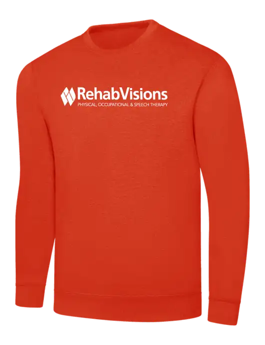 RehabVisions Orange 7.8 oz Ring Spun Crew Sweatshirt w/RehabVisions Logo