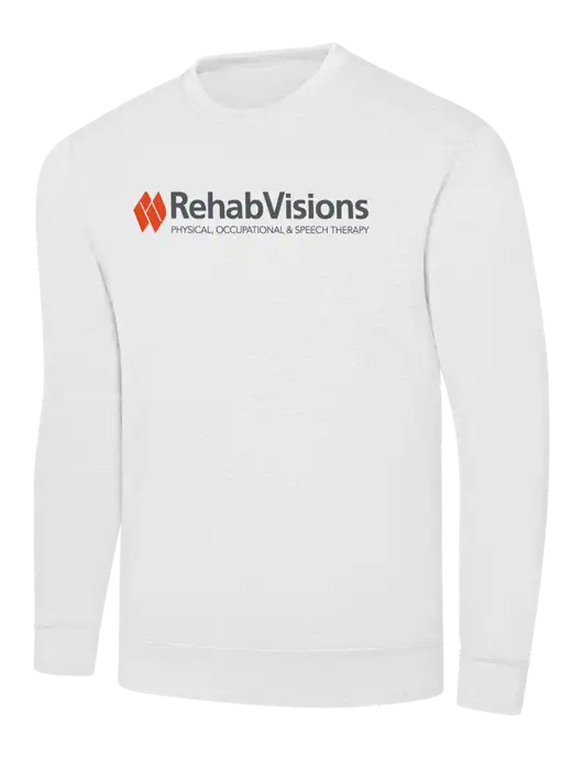 RehabVisions White 7.8 oz Ring Spun Crew Sweatshirt w/RehabVisions Logo