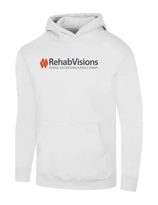 RehabVisions White 7.8 oz Ring Spun Hooded Sweatshirt w/RehabVisions Logo