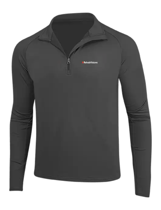 RehabVisions Charcoal Grey Sport Wick Stretch 1/4 Zip Pullover w/RehabVisions Logo
