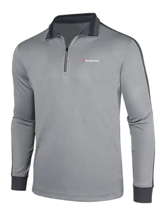 RehabVisions NIKE Athletic Grey/Heather Dark Grey Dry-Fit 1/2 Zip Cover-Up w/RehabVisions Logo