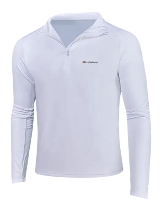 RehabVisions White Sport Wick Stretch 1/4 Zip Pullover w/RehabVisions Logo