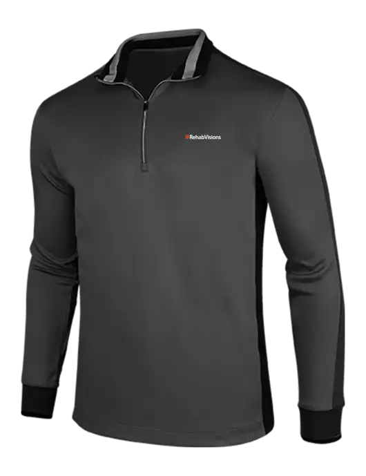RehabVisions NIKE Anthracite Heather/Black Dry-Fit 1/2 Zip Cover-Up w/RehabVisions Logo