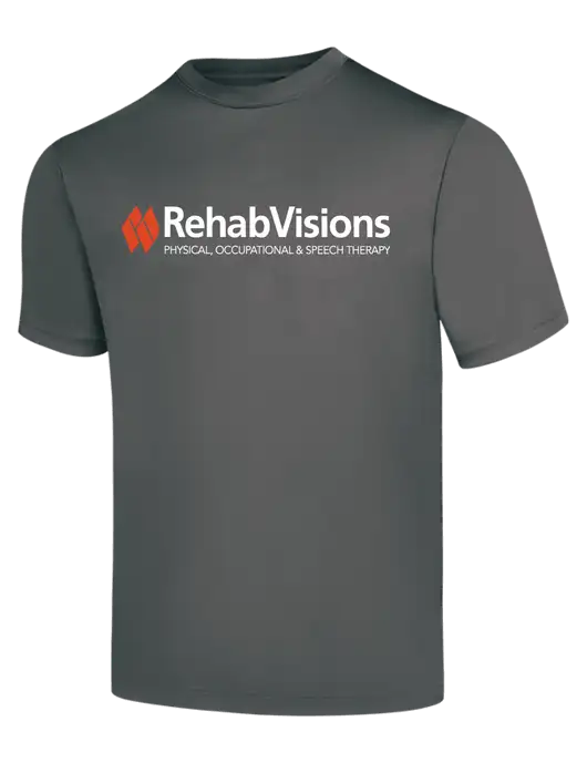 RehabVisions Dark Grey PosiCharge Competitor Tee w/RehabVisions Logo
