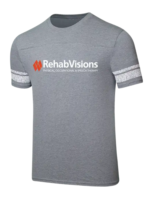 RehabVisions Game Heathered Nickel/White 4.5 oz T-Shirt w/RehabVisions Logo