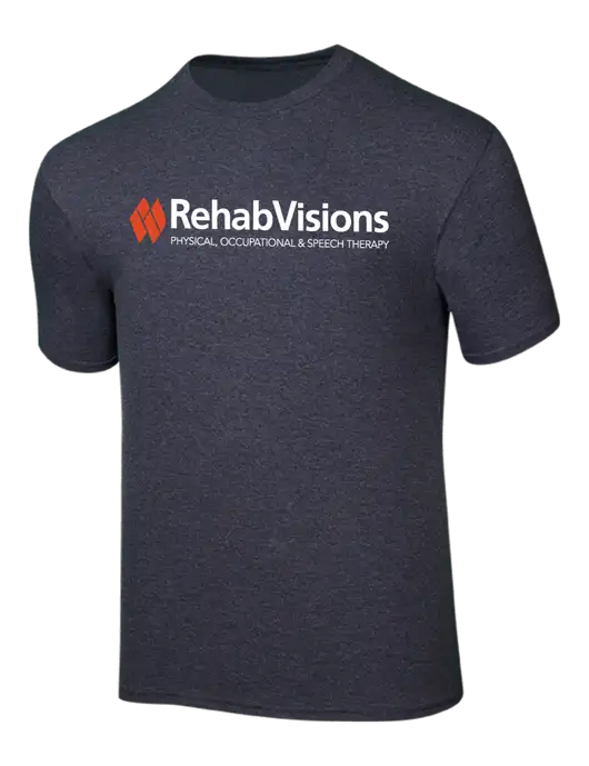 RehabVisions Ring Spun Dark Heather Grey 4.5 oz T-Shirt w/RehabVisions Logo