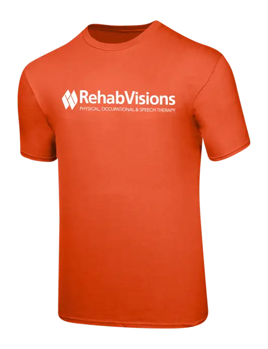 RehabVisions Ring Spun Orange 4.5 oz T-Shirt w/RehabVisions Logo