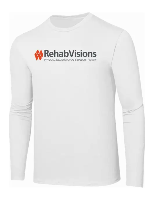 RehabVisions Ring Spun White 4.5 oz Long Sleeve T-Shirt w/RehabVisions Logo