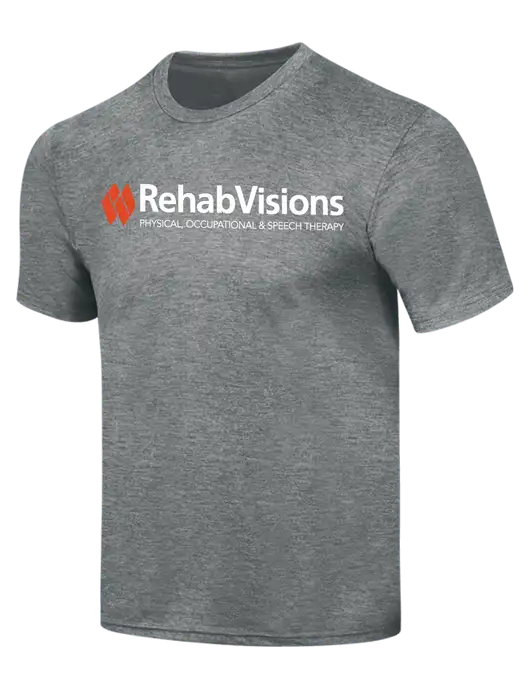 RehabVisions Simply Soft Heathered Medium Grey 4.5oz  Poly/Combed Ring Spun Cotton T-Shirt w/RehabVisions Logo