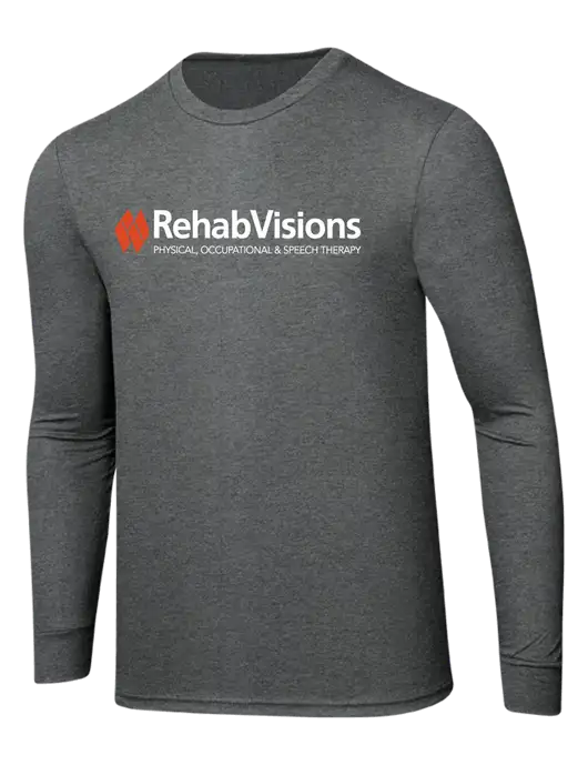 RehabVisions Simply Soft Long Sleeve Grey Frost 4.5 oz, Poly/Combed Ring Spun Cotton T-Shirt w/RehabVisions Logo