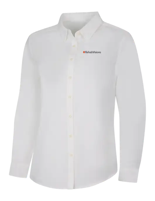 RehabVisions White Womens SuperPro Oxford Shirt w/RehabVisions Logo