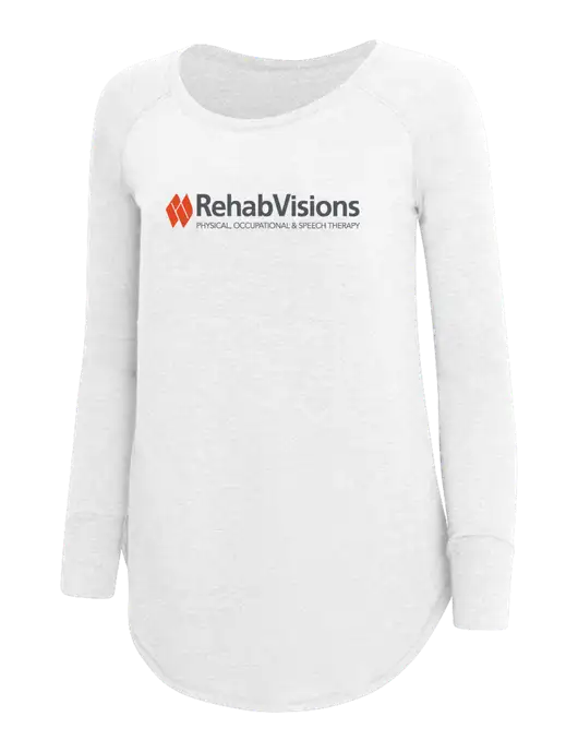 RehabVisions Womens Perfect Wide Collar Tunic Tri-Blend White 4.5 oz T-Shirt w/RehabVisions Logo