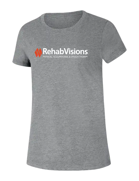 RehabVisions Womens Ring Spun Light Grey Heather 4.5 oz T-Shirt w/RehabVisions Logo