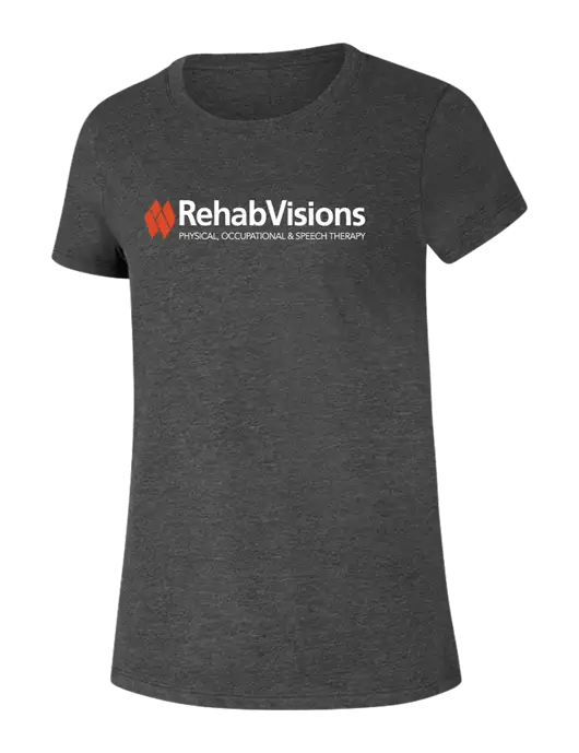RehabVisions Womens Ring Spun Dark Heather Grey 4.5 oz T-Shirt w/RehabVisions Logo
