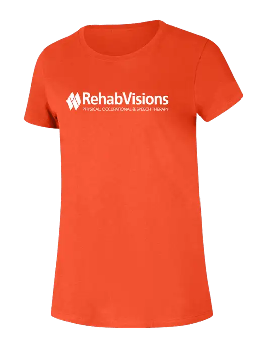 RehabVisions Womens Ring Spun Orange 4.5 oz T-Shirt w/RehabVisions Logo