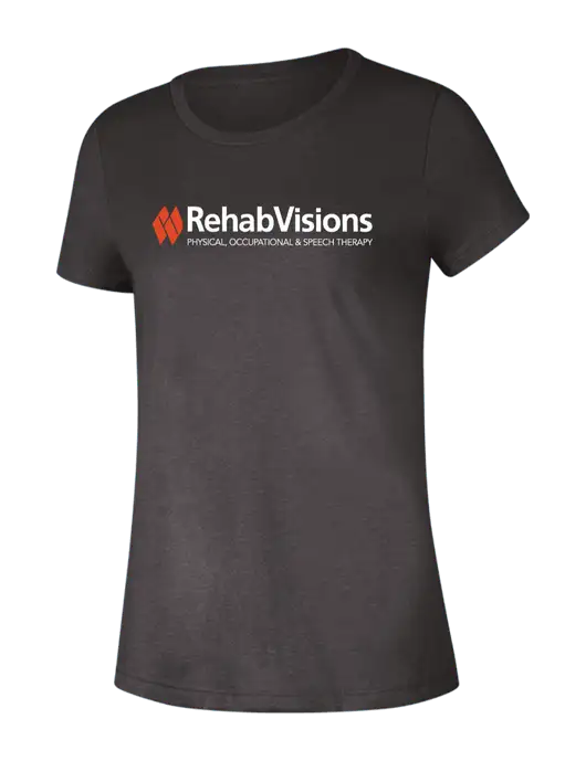 RehabVisions Womens Seriously Soft Heathered Charcoal T-Shirt w/RehabVisions Logo