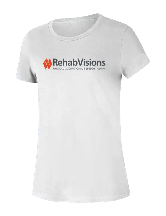 RehabVisions Womens Seriously Soft White T-Shirt w/RehabVisions Logo