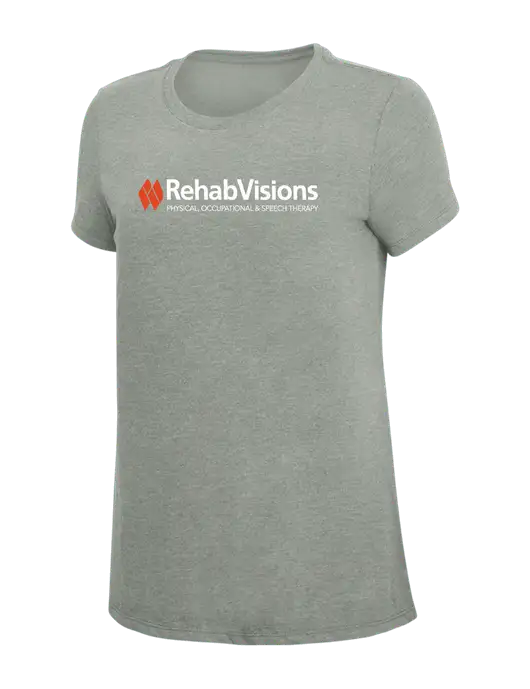 RehabVisions Womens Simply Soft Grey Frost 4.5oz  Poly/Combed Ring Spun Cotton T-Shirt w/RehabVisions Logo