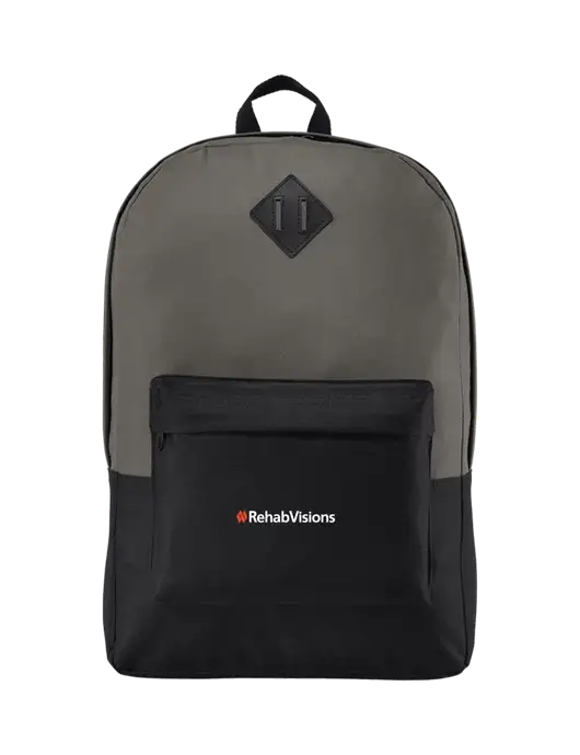 RehabVisions Retro Dark Charcoal/Black Backpack w/RehabVisions Logo