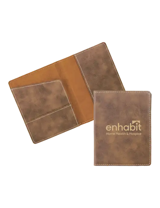 Enhabit Rustic Leatherette Passport Holder w/Enhabit Logo