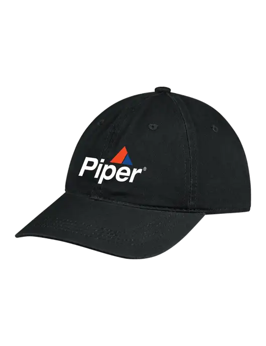 Piper Garment Washed Unstructured Twill Black Cap w/Piper Logo