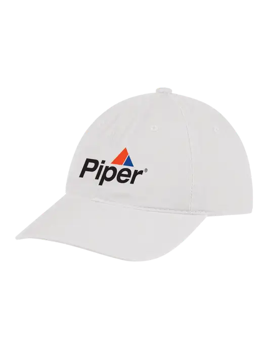 Piper Garment Washed Unstructured Twill White Cap w/Piper Logo